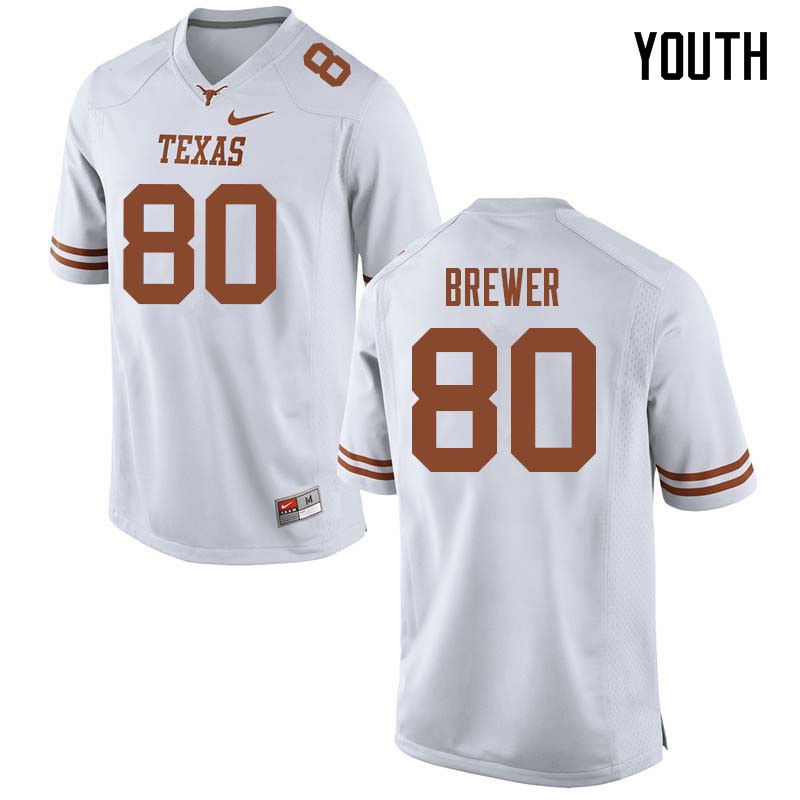 Youth #80 Cade Brewer Texas Longhorns College Football Jerseys Sale-White